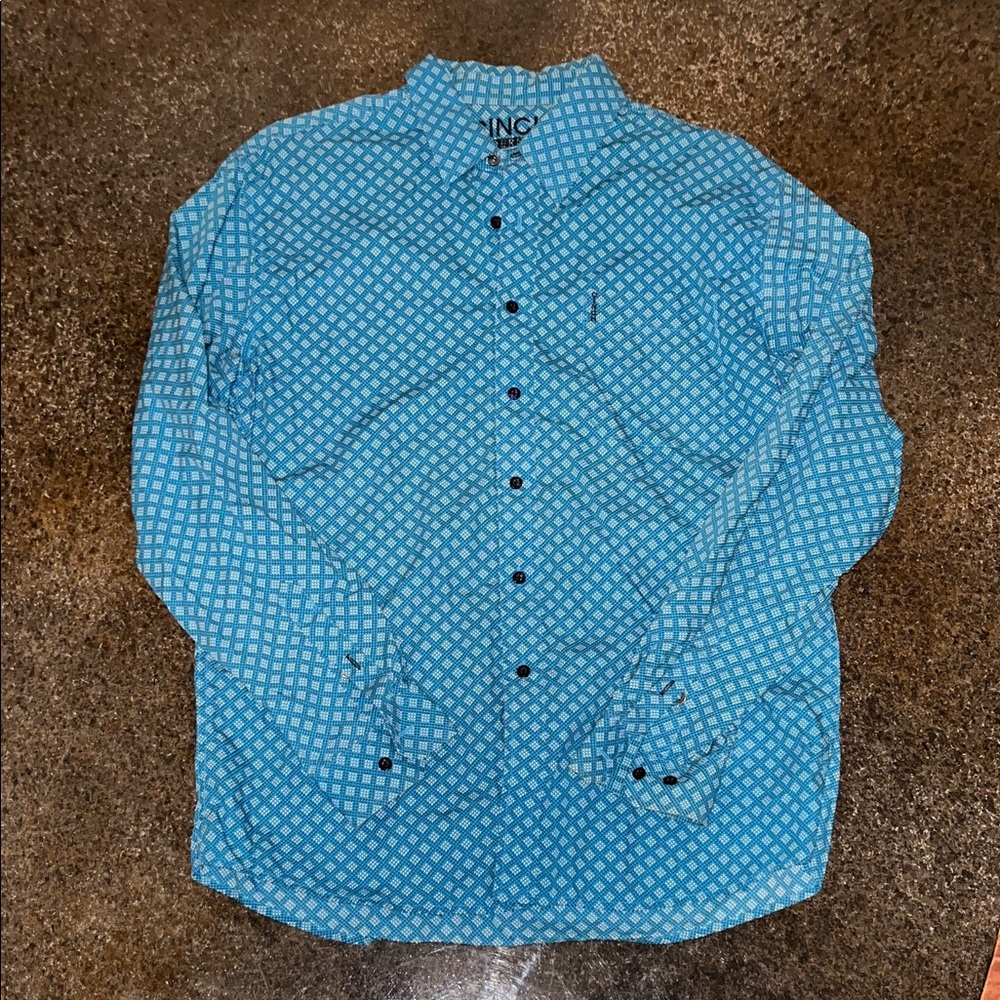 Cinch Men's Blue Geometric Button-Down Shirt
